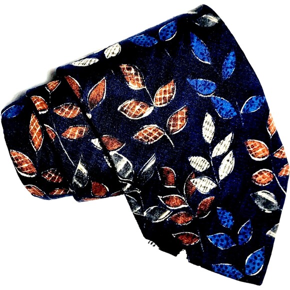 Ermenegildo Zegna Other - Ermenegildo Zegna Italy Madras Tie Italian Silk Leaf Tree Blue Luxury Money Y2K